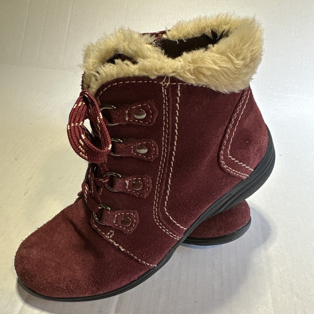 Earth Origins Crowley Wine Maroon Suede Leather Lace&Zip Boots Size 7.5 MWomen's - Picture 4 of 10